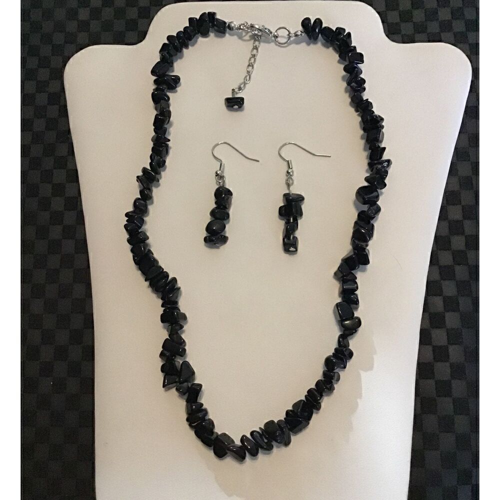 Genuine Black Onyx Necklace/Earring Set